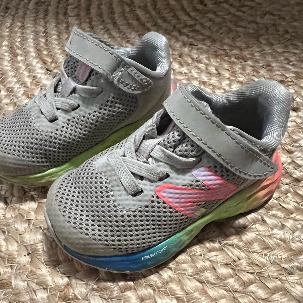 New Balance Kids Shoes - Gray with Rainbow Accents